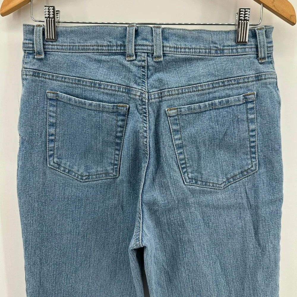 Gloria Vanderbilt Straight Jeans Womens 12 Petite Blue Denim Stretch Mid Rise